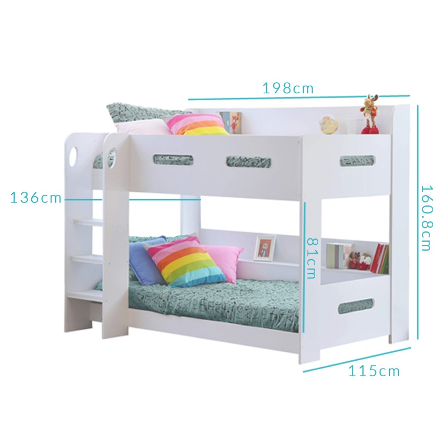 GRADE A1 - Sky Bunk Bed in White - Ladder Can Be Fitted Either Side!
