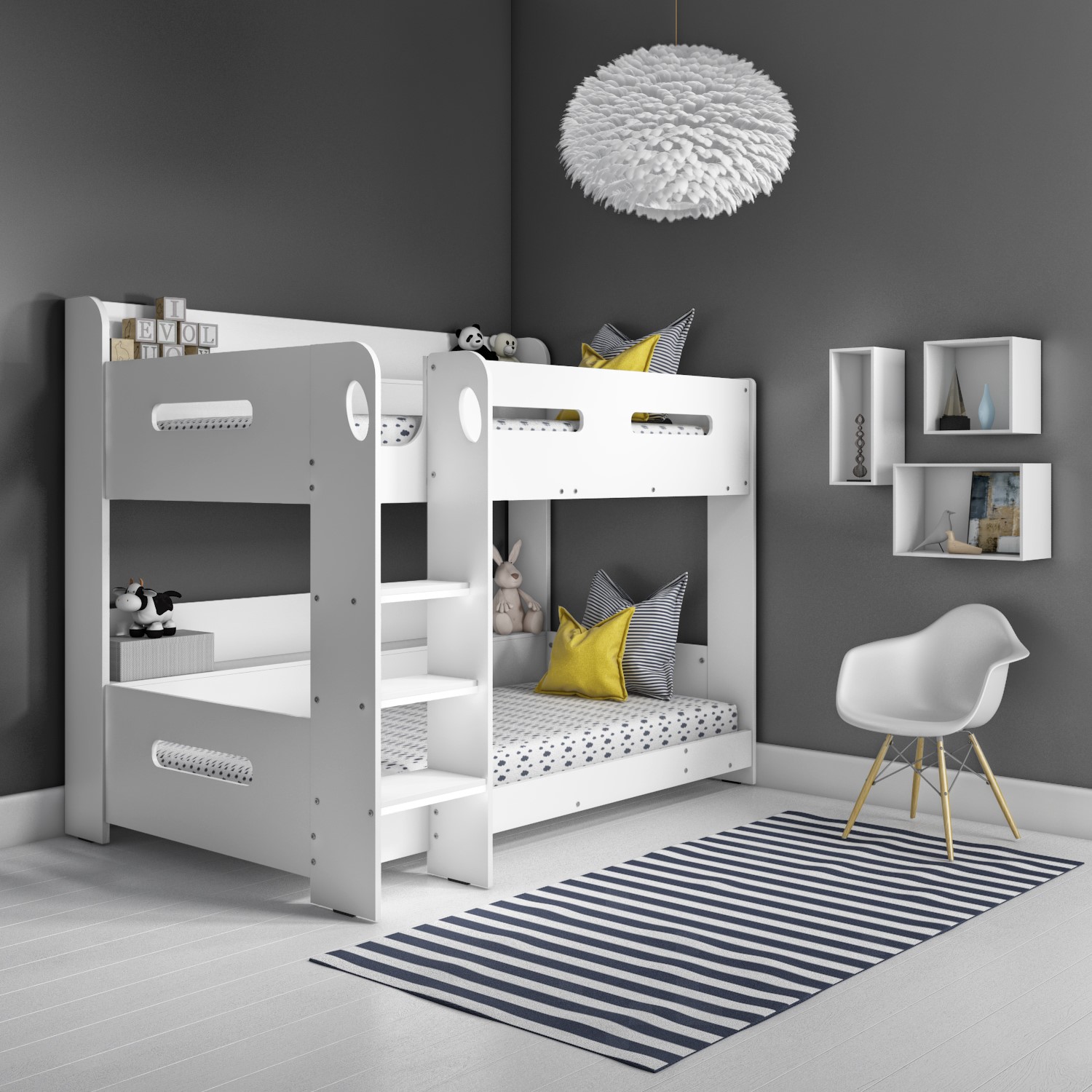 GRADE A2 Sky White Bunk Bed Ladder Can Be Fitted Either Side