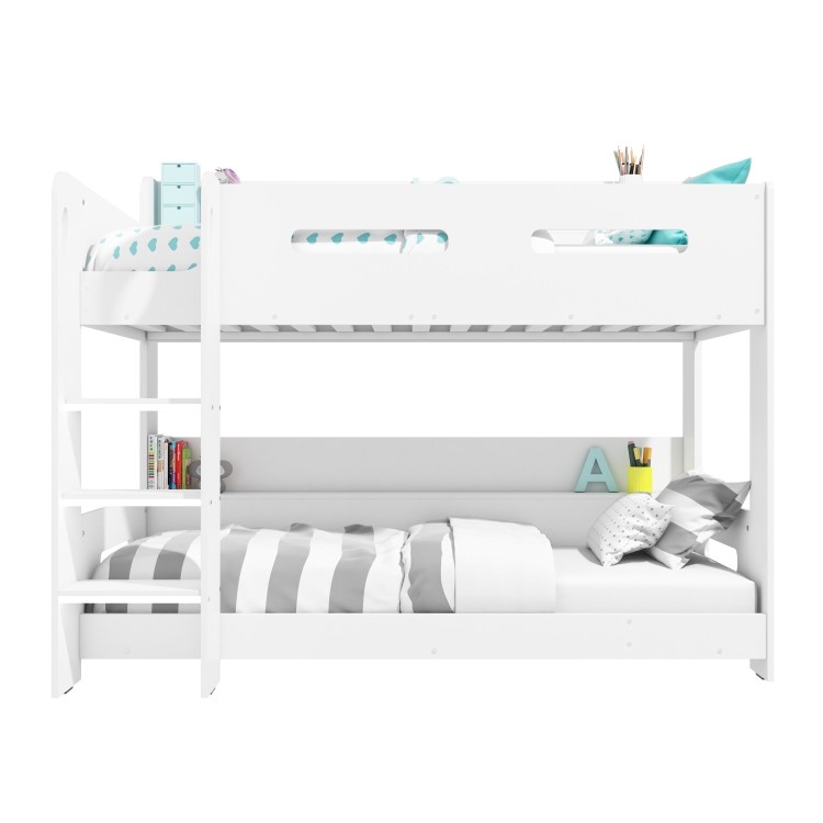 White Bunk Bed with Shelves - Sky