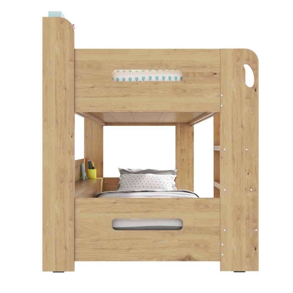 Sky Bunk Bed in Oak Ladder Can Be Fitted Either Side! Furniture123