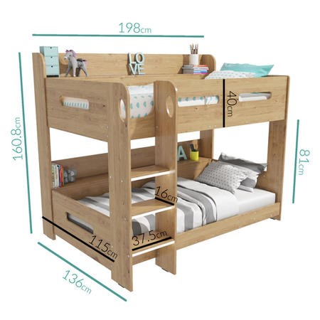 Sky Bunk Bed in Oak Ladder Can Be Fitted Either Side! Furniture123