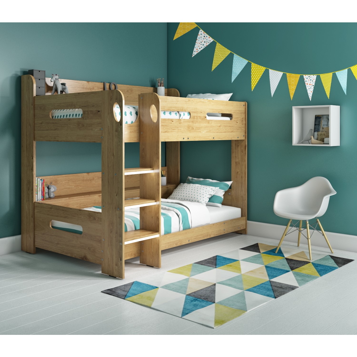 Sky Bunk Bed In Oak Ladder Can Be, Oak Bunk Beds With Storage