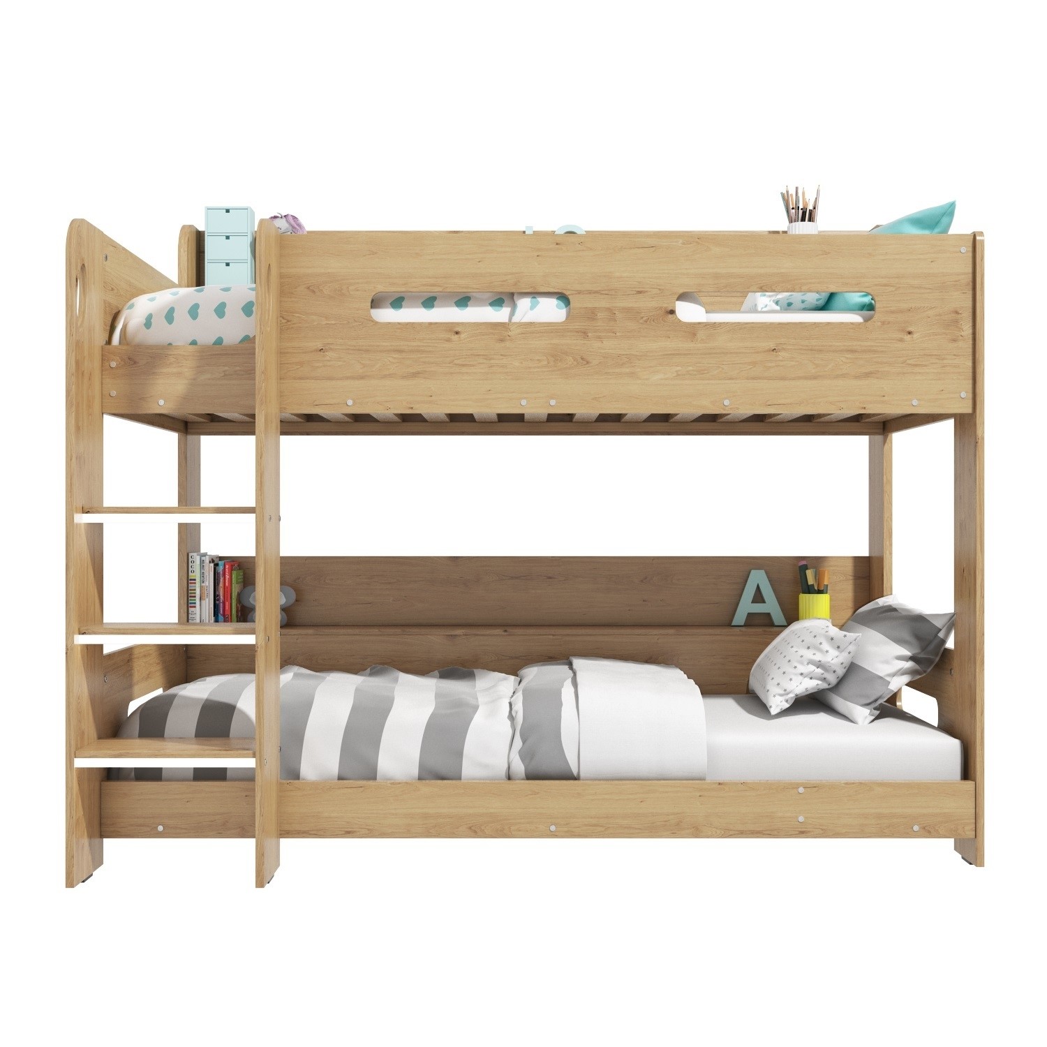 Sky Bunk Bed In Oak Ladder Can Be, Side By Side Bunk Beds