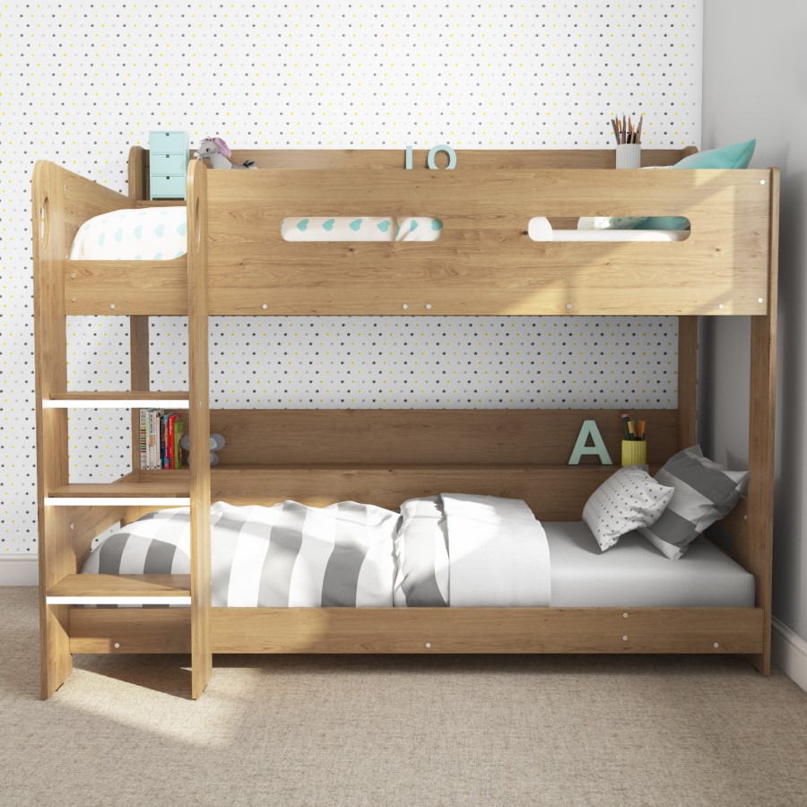 GRADE A2 - Sky Bunk Bed in Oak - Ladder Can Be Fitted Either Side!