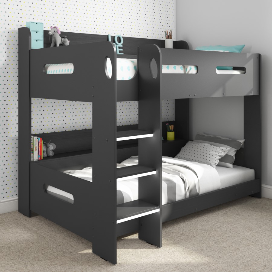 GRADE A2 - Sky Bunk Bed in Dark Grey - Ladder Can Be Fitted Either Side!