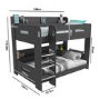 Dark Grey Bunk Bed with Storage Shelves - Ladder Can Be Fitted Either Side