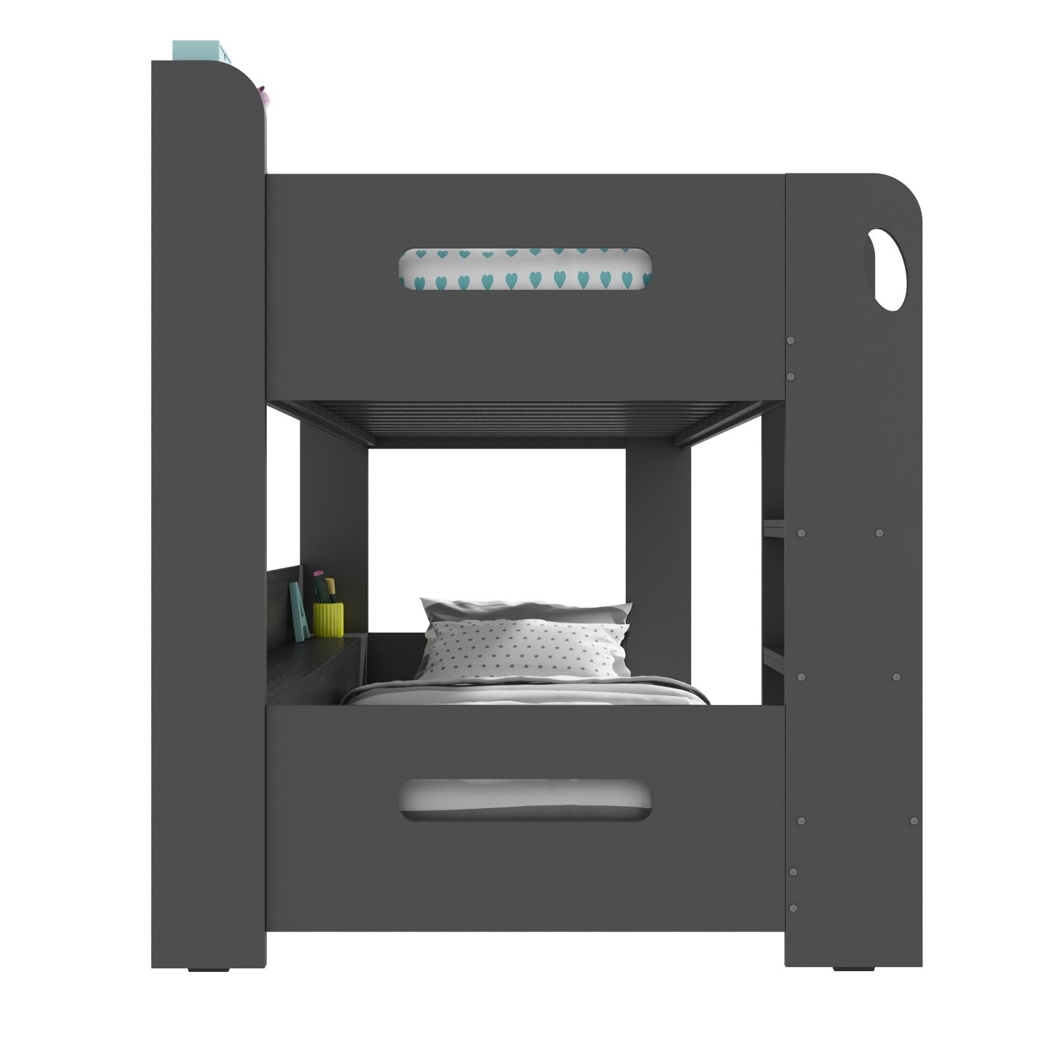 Sky Bunk Bed in Dark Grey Ladder Can Be Fitted Either Side