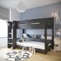 GRADE A1 - Dark Grey Wooden Bunk Bed with Shelves - Sky