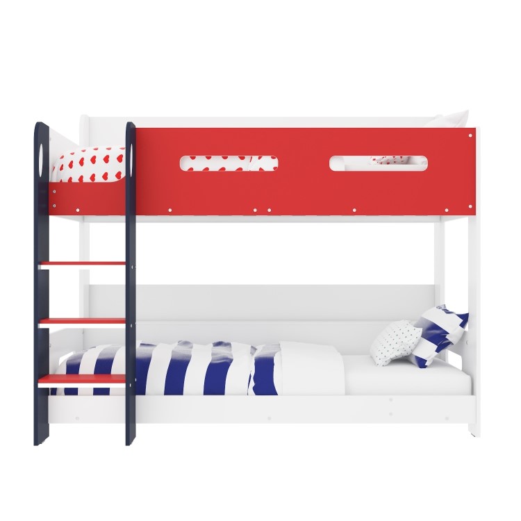 Red White and Blue Bunk Bed with Shelves - Sky