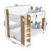 White and Oak Wooden Bunk Bed with Shelves - Sky