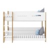 White and Oak Wooden Bunk Bed with Shelves - Sky