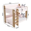 Blush Pink and Oak Wooden Bunk Bed with Shelves - Sky