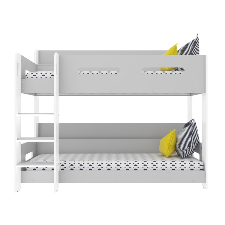 Grey and White Bunk Bed with Shelves - Sky