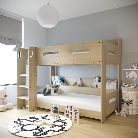 Oak Bunk Bed with Shelves Sky Furniture123 - Main Image
