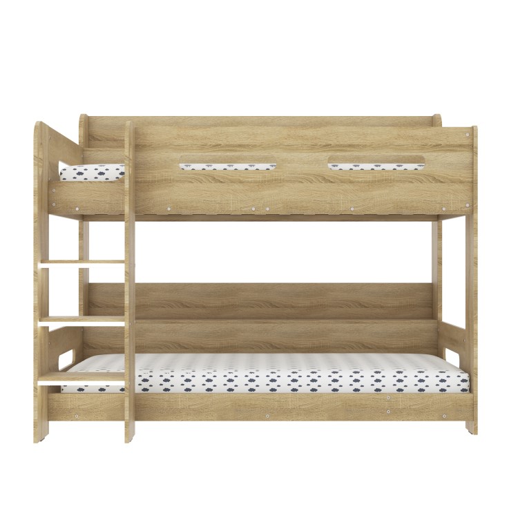 Oak Bunk Bed with Shelves - Sky