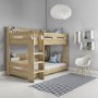 Light Oak Wooden Bunk Bed with Shelves - Sky