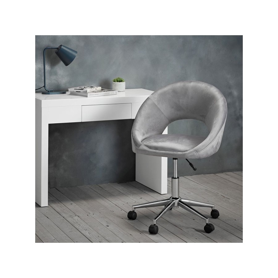 Skylar Swivel Office Chair in Grey Velvet - LPD