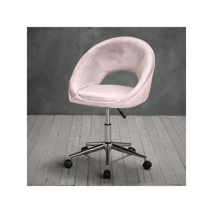 Baby Pink Velvet Tub Office Chair - Skylar - LPD