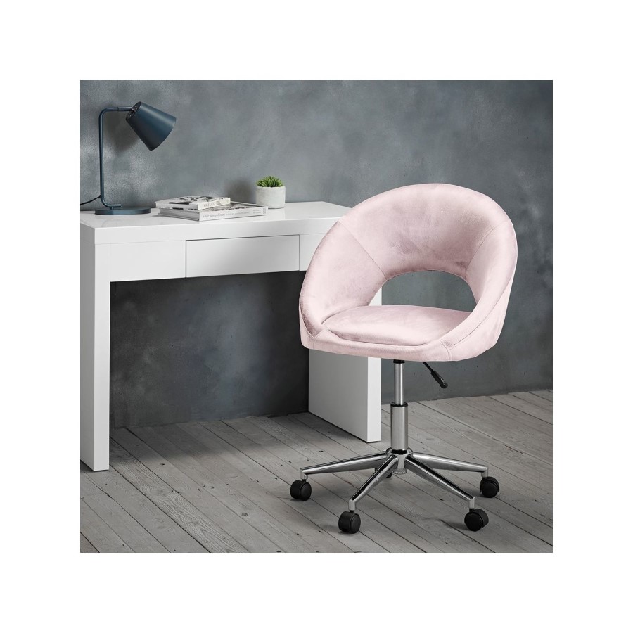 Baby Pink Velvet Tub Office Chair - Skylar - LPD
