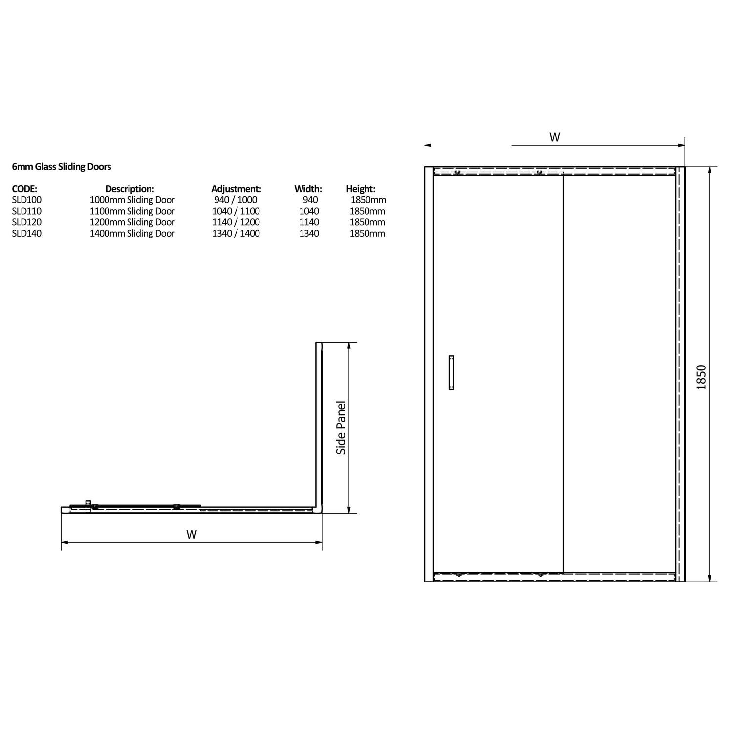 Claritas 6 Sliding Shower Door Easy Clean Glass 1200mm 6mm Glass