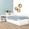 White Cabin Bed with Storage Shelves and Underbed Drawers - Sloan
