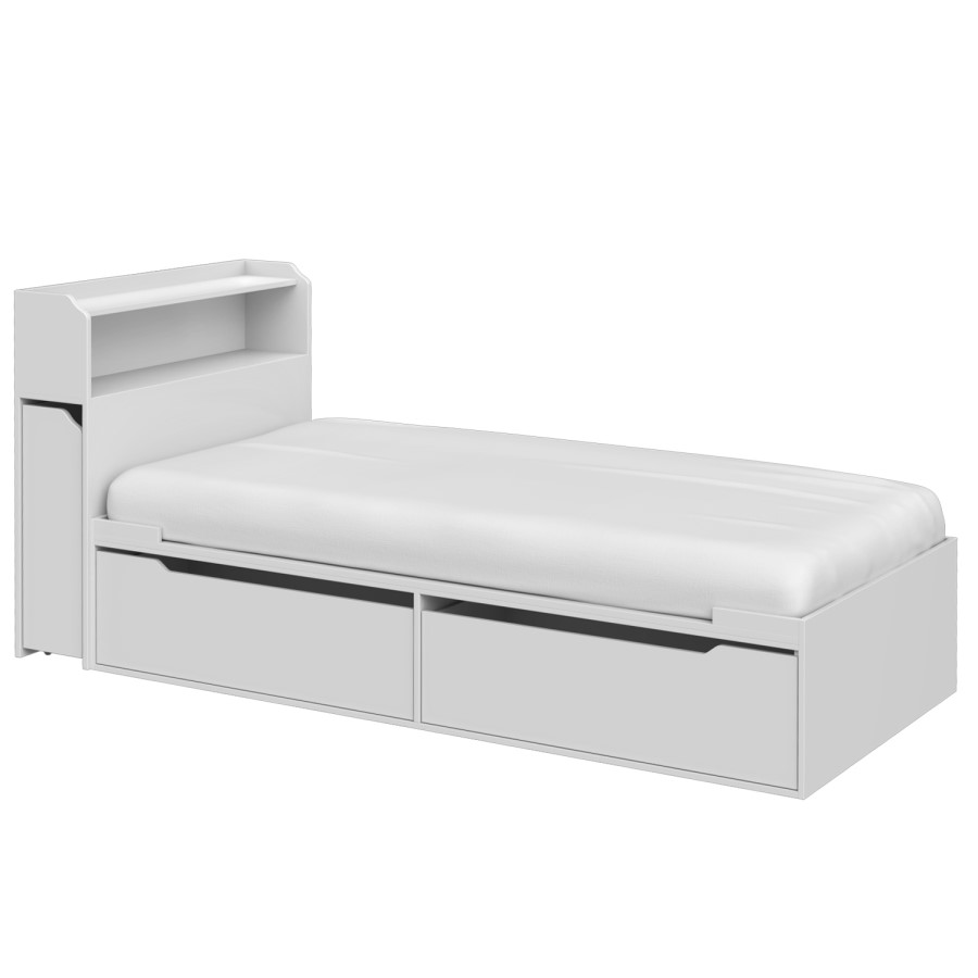 GRADE A1 - Sloan White Cabin Bed with Storage Headboard and Underbed Drawers