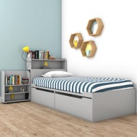 Grey Cabin Bed with Storage Shelves and Underbed Drawers - Sloan