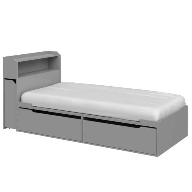 Grey Cabin Bed with Storage Shelves and Underbed Drawers - Sloan