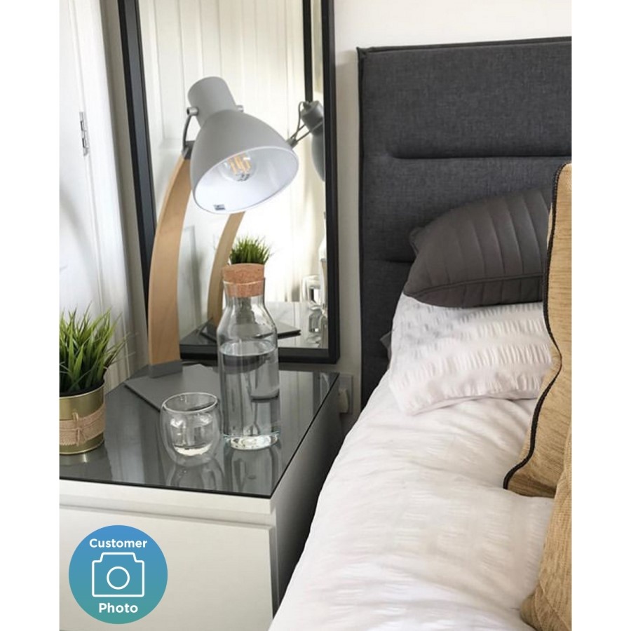 Desk Lamp in Matt Grey & Wood - Nanna