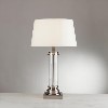 Silver Table Lamp with Glass Base &amp; Cream Shade - Pedestal