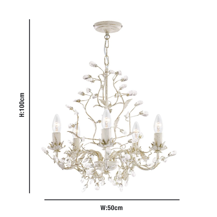 GRADE A1 - 5 Light Chandelier Ceiling Light in Cream & Gold with Crystal - Almadite Range