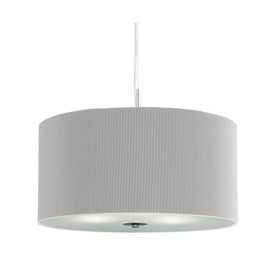 Chrome Pendant Light with Pleat Shade - Drum