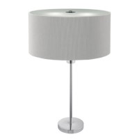 Table Lamp with Silver Pleated Shade & Chrome Base - Drum