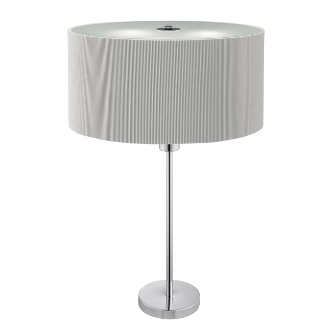 Table Lamp with Silver Pleated Shade & Chrome Base - Drum
