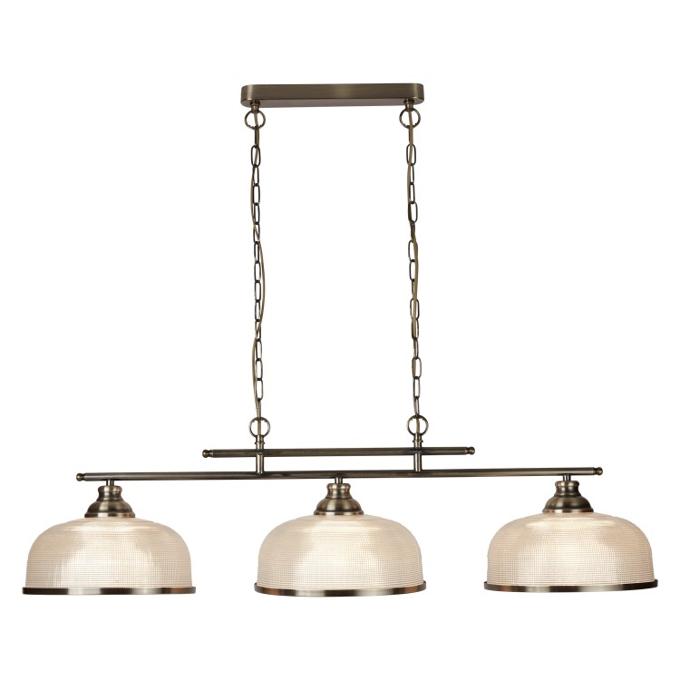 3 Light Antique Brass Bar Pendant - Searchlight