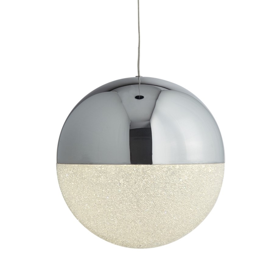 Chrome & Chrushed Ice Effect Ball Pendant Light - Marbles