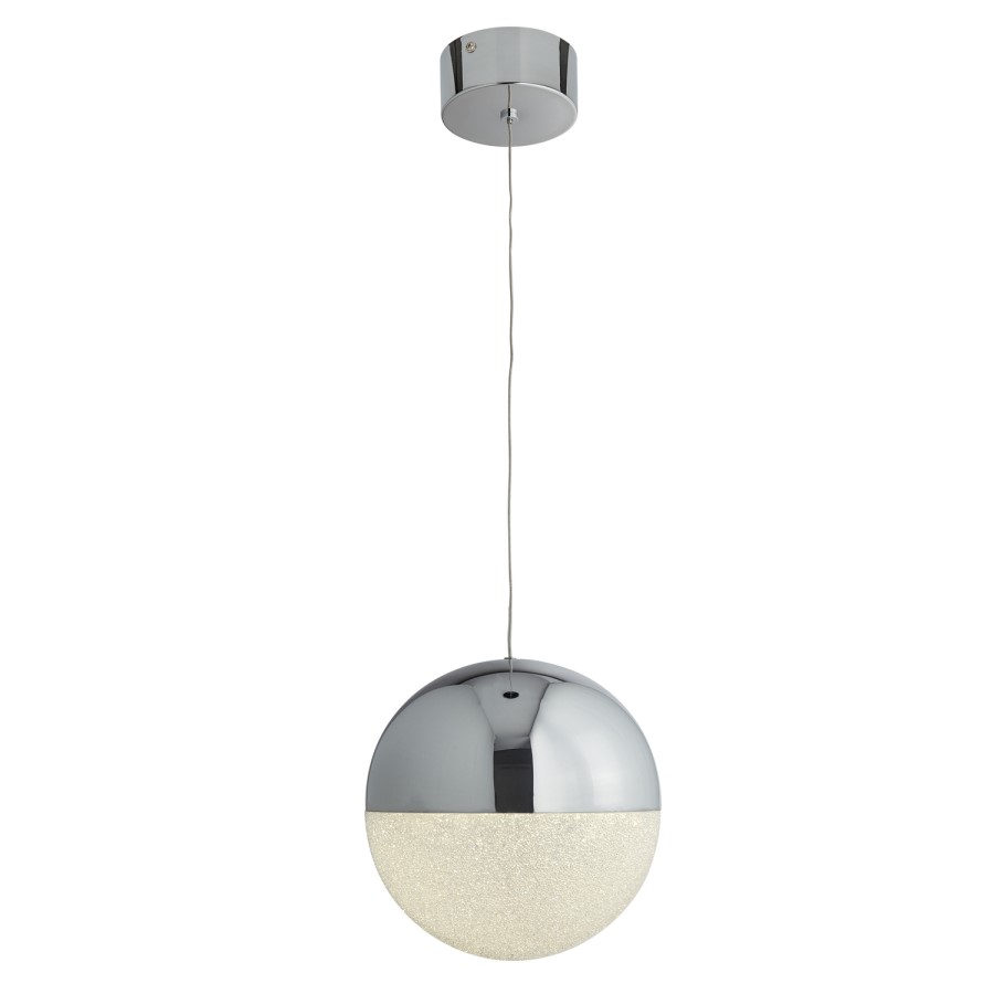 Chrome & Chrushed Ice Effect Ball Pendant Light - Marbles