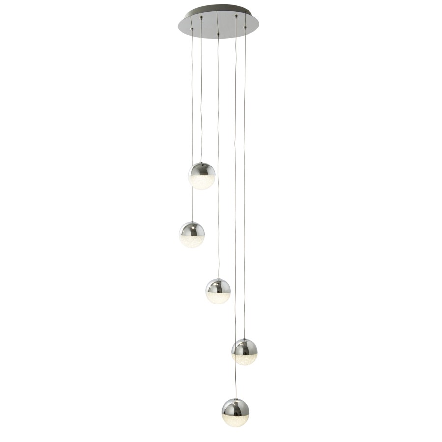Chrome 5 Light Cluster Pendant - Marbles