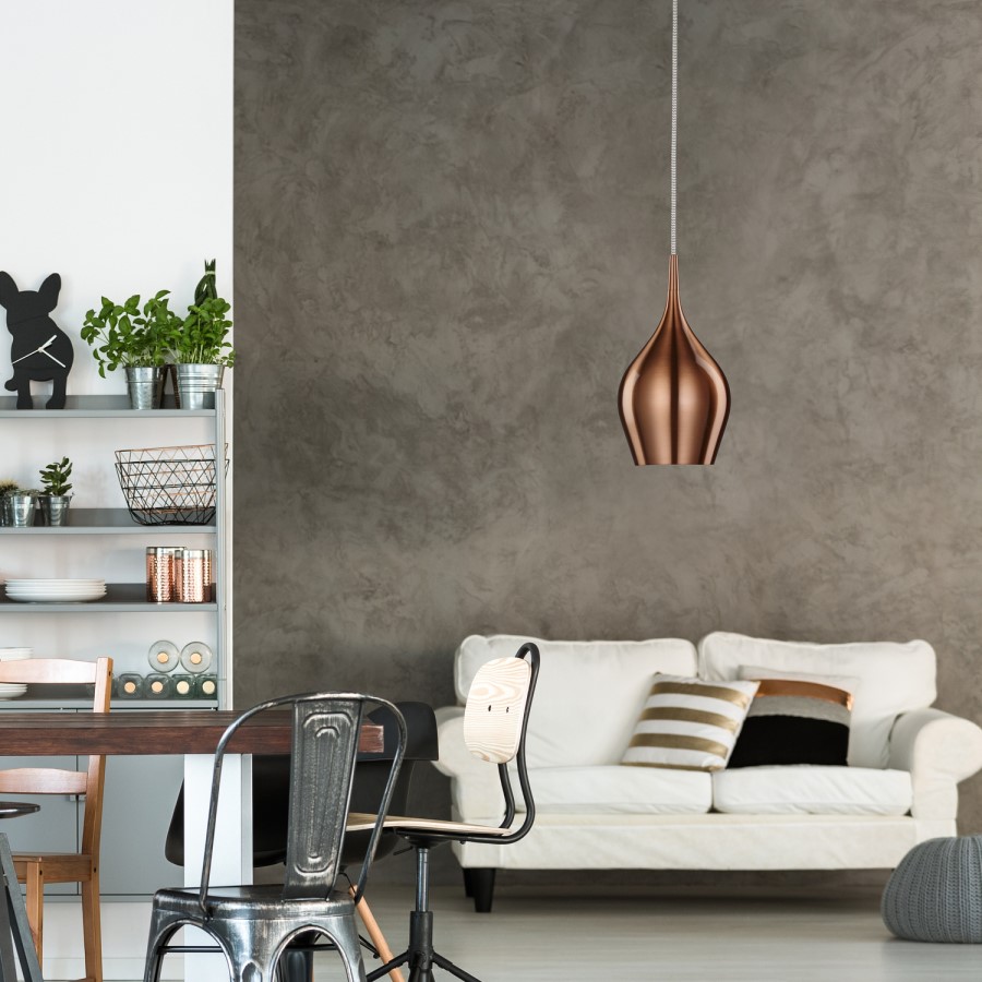 GRADE A1 - Vibrant Copper Ceiling Pendant Light with Braided Cable