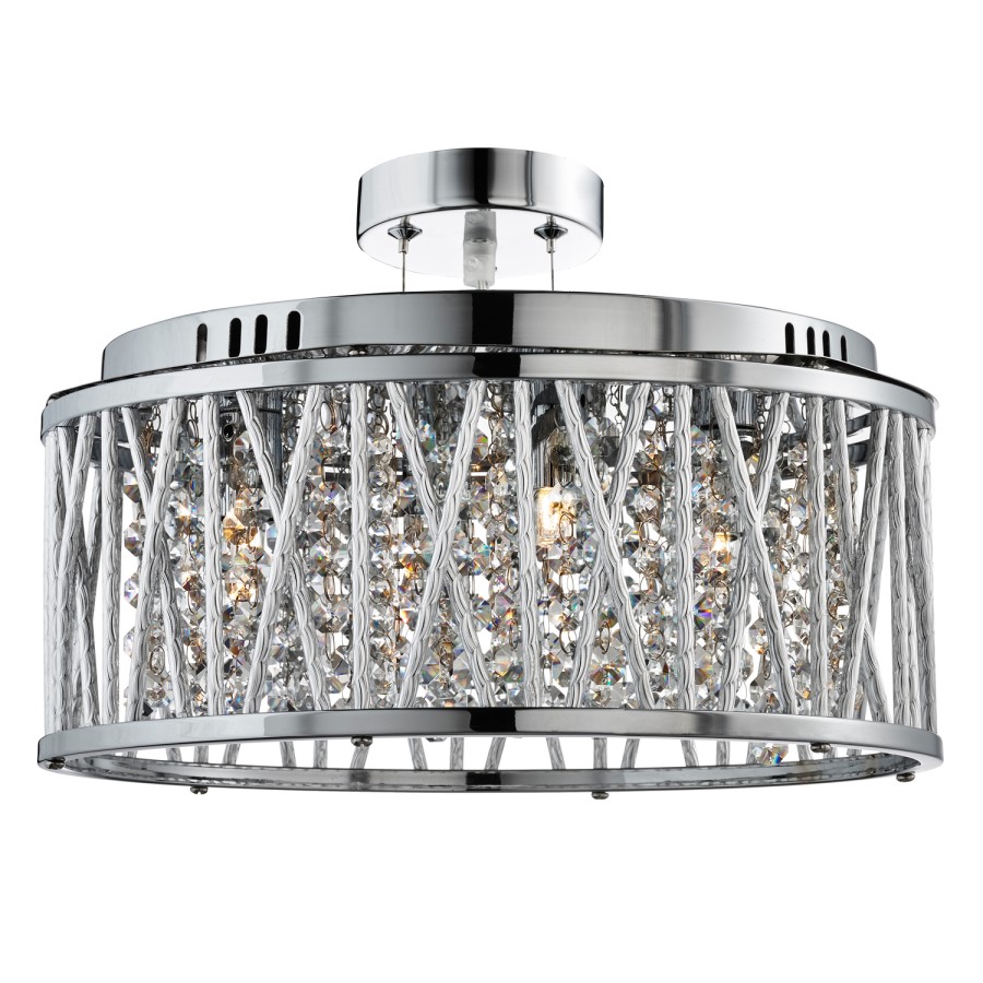 Elise Chrome Ceiling Light with Decorative Clear Crystals