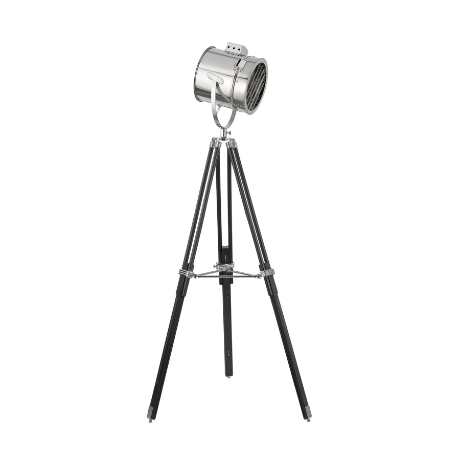 Tripod Floor Lamp with Chrome Finish & Adjustable Head