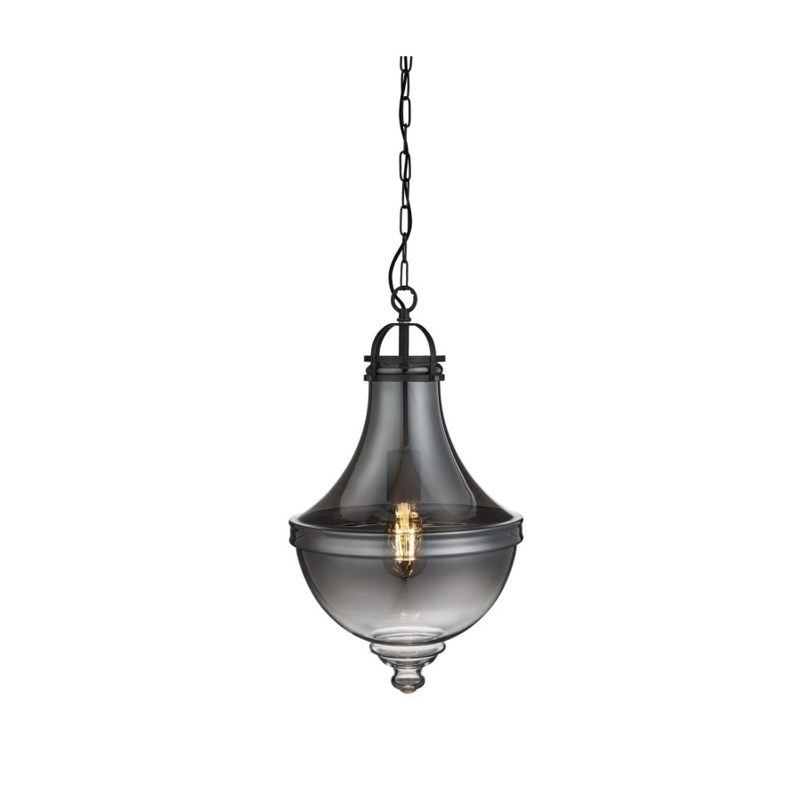 Grey Pendant Light with Smoked Glass - Cairo