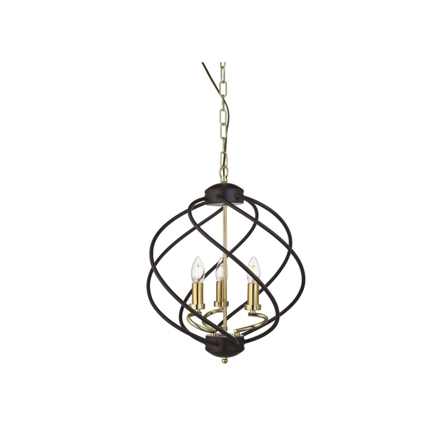3 Light Black & Gold Twisted Pendant - Flow