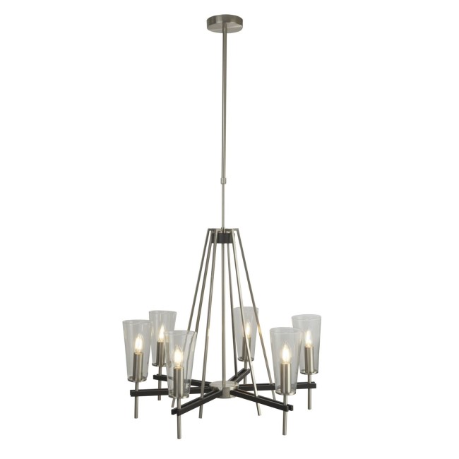 6 Candle Light Chrome & Glass Chandelier - Searchlight