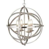 GRADE A1 - Chrome Globe Chandelier with 4 Candle Lights - Orbit