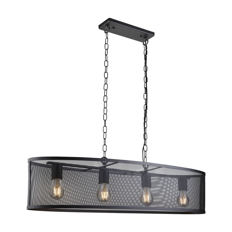 4 Light Black Mesh Celing Pendant Bar Light - Searchlight