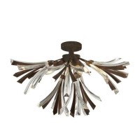 Oxidised Bronze & Glass Semi Flush Ceiling Light - Shake