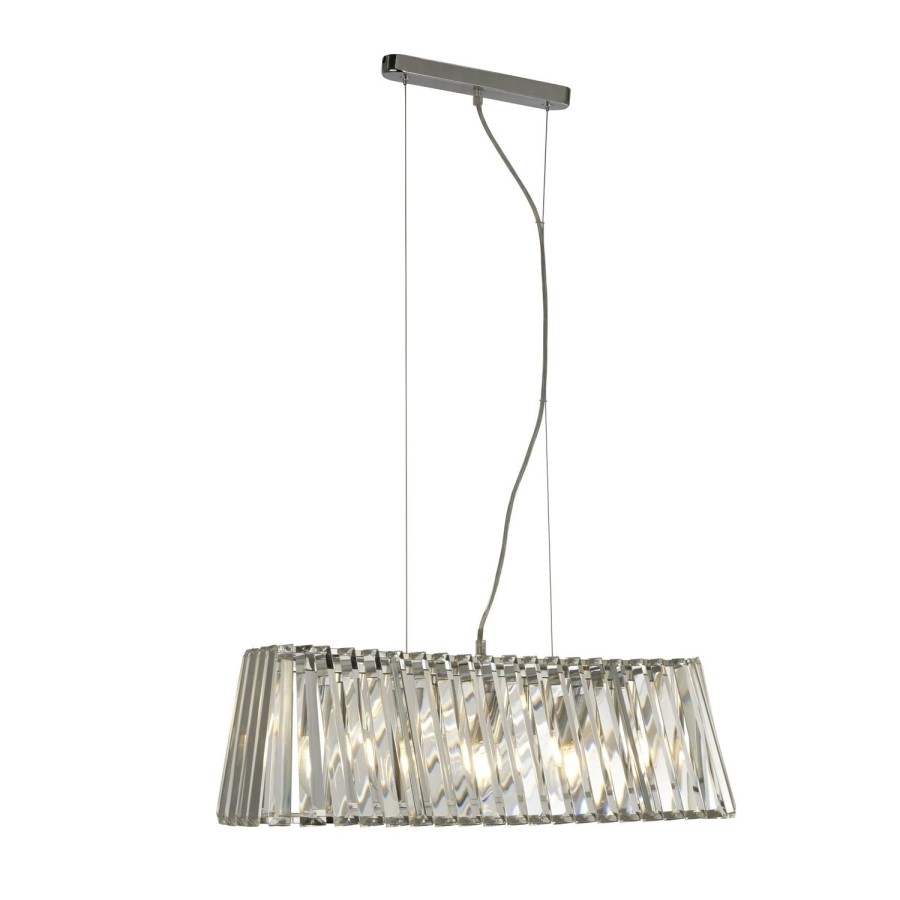 Chrome Pendant with 4 Lights & Glass - Tiara