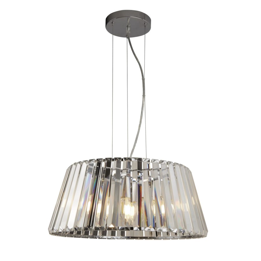 Pendant Light in Chrome & Round Shade - Tiara