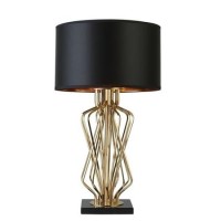 Gold Table Lamp with Satin Black Shade - Ethan